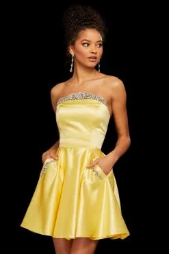 Sherri Hill - 53068 Short Beaded Strapless Satin A-line Dress 6 Sherri Hill - 53068 Short Beaded Strapless Satin A-line Dress -Hot Sale WEDDING Store sherri hill 53068 short beaded strapless satin a line dress special occasion dress 00 yellow 11826522095699 scaled