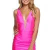 Sherri Hill - 53082 Short Deep V-neck Ruched Sheath Dress