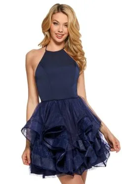 Sherri Hill - 53178 Short Ruffled Lace Skirt Dress