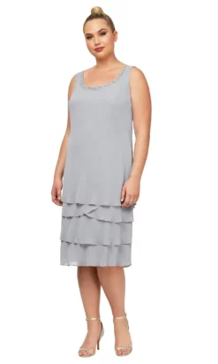 SLNY - 622372 Beaded Scoop Neck Chiffon Dress With Jacket -Hot Sale WEDDING Store slny 622372 beaded scoop neck chiffon dress with jacket cocktail dresses 28029255483475