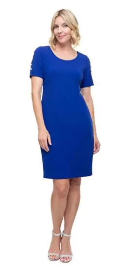 SLNY 9137181 - Short Sleeves Scoop Neck Casual Dress -Hot Sale WEDDING Store slny 9137181 short sleeves scoop neck casual dress wedding guest 6 cobalt 31400979857491