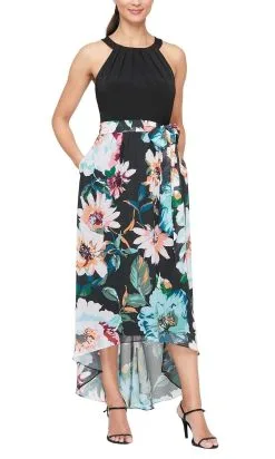 SLNY - 9177419 Halter Neck Floral Printed Dress