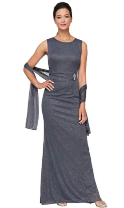 SLNY 9433148 - Brooch Ornate Glitter Evening Dress -Hot Sale WEDDING Store slny 9433148 brooch ornate glitter evening dress evening dresses 14w smoke 31537214390355