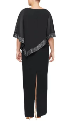 SLNY 9470329 - Foil Trimmed Cape Evening Dress -Hot Sale WEDDING Store slny 9470329 foil trimmed cape evening dress special occasion dress 31539373670483