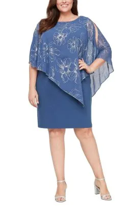 SLNY 9479146 - Cape Floral Sheath Dress