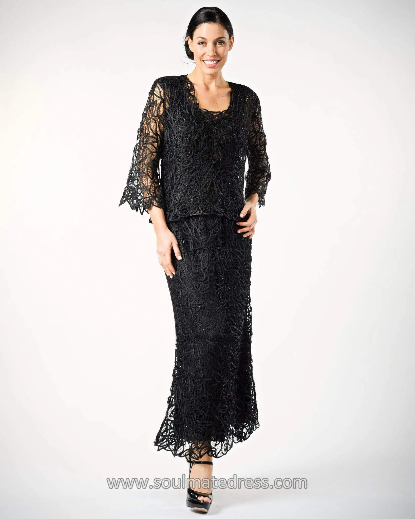 Soulmates C710 - Lace Illusion Sleeves Mother Of The Bride Dress 6 Soulmates C710 - Lace Illusion Sleeves Mother Of The Bride Dress - Image 6