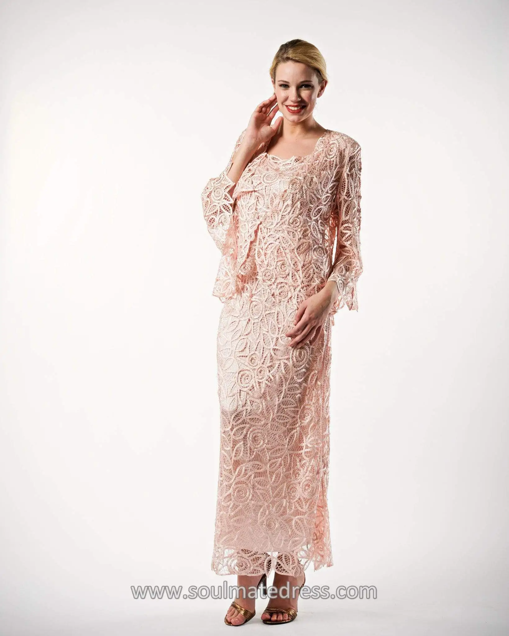 Soulmates C710 - Lace Illusion Sleeves Mother Of The Bride Dress 10 Soulmates C710 - Lace Illusion Sleeves Mother Of The Bride Dress - Image 10
