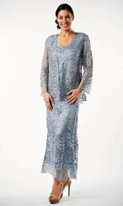 Soulmates C1060 - Three Piece Scallop Jacket Top Skirt Set -Hot Sale WEDDING Store soulmates c1060 three piece scallop jacket top skirt set mother of the bride dresses stone blue s 31408587702355