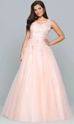 Sparkle Prom By Da Vinci 72152 - Floral Lace Tulle A-Line Prom Gown