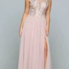 Sparkle Prom By Da Vinci 72218 - Embroidered Illusion Bateau Prom Dress