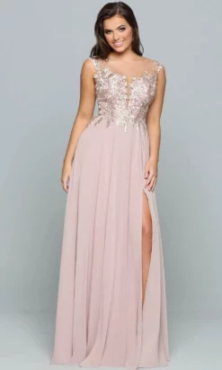 Sparkle Prom By Da Vinci 72218 - Embroidered Illusion Bateau Prom Dress