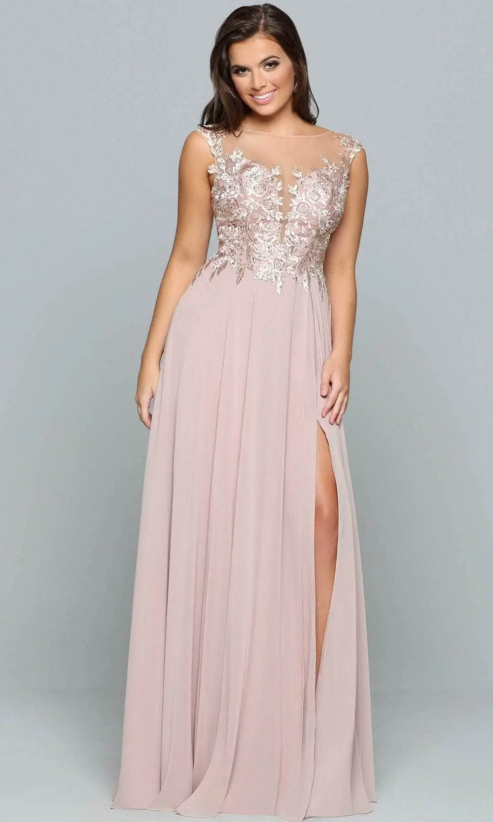 Sparkle Prom By Da Vinci 72218 - Embroidered Illusion Bateau Prom Dress 1 Sparkle Prom By Da Vinci 72218 - Embroidered Illusion Bateau Prom Dress