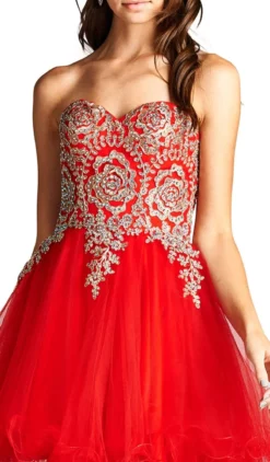Aspeed Design - Strapless Embroidered A-line Homecoming Dress -Hot Sale WEDDING Store strapless embroidered a line homecoming dress homecoming dresses 28734379491411