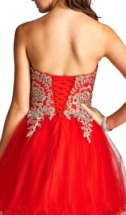 Aspeed Design - Strapless Embroidered A-line Homecoming Dress -Hot Sale WEDDING Store strapless embroidered a line homecoming dress homecoming dresses 28734386667603