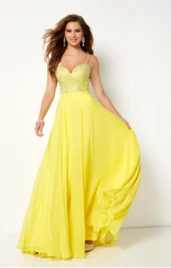 Studio 17 Jeweled Sweetheart Bodice Chiffon A-Line Gown 12659 - 1 Pc Yellow In Size 4 Available
