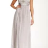 Sue Wong N4438 Sequined Scoop Neck Chiffon Dress - 1 Pc Platinum In Size 6 Available