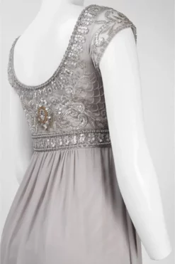 Sue Wong N4438 Sequined Scoop Neck Chiffon Dress - 1 Pc Platinum In Size 6 Available -Hot Sale WEDDING Store sue wong n4438 sequined scoop neck chiffon dress 1 pc platinum in size 6 available ccsale 6 platinum 6153767092281