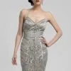 Sue Wong - V-neck Beaded Sheath Dress N3213 - 1 Pc Platinum In Size 6 Available