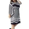 Sydney's Closet - CE1515 Plus Size Dress In Black/Cream Print
