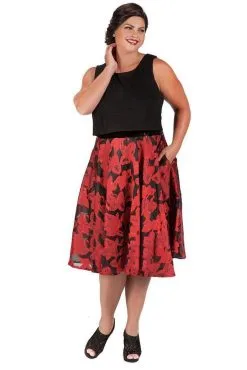 Sydney's Closet - CE1603 Scoop Neck Floral Print Dress