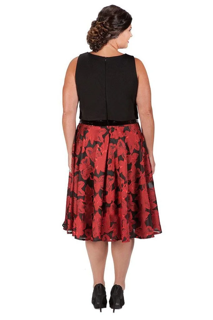 Sydney's Closet - CE1603 Scoop Neck Floral Print Dress 2 Sydney's Closet - CE1603 Scoop Neck Floral Print Dress - Image 2