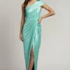 Tadashi Shoji BSJ23761L - One Shoulder Metallic Prom Dress