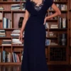 Tadashi Shoji - Illusion Neck Wrap Collar Long Sheath Dress