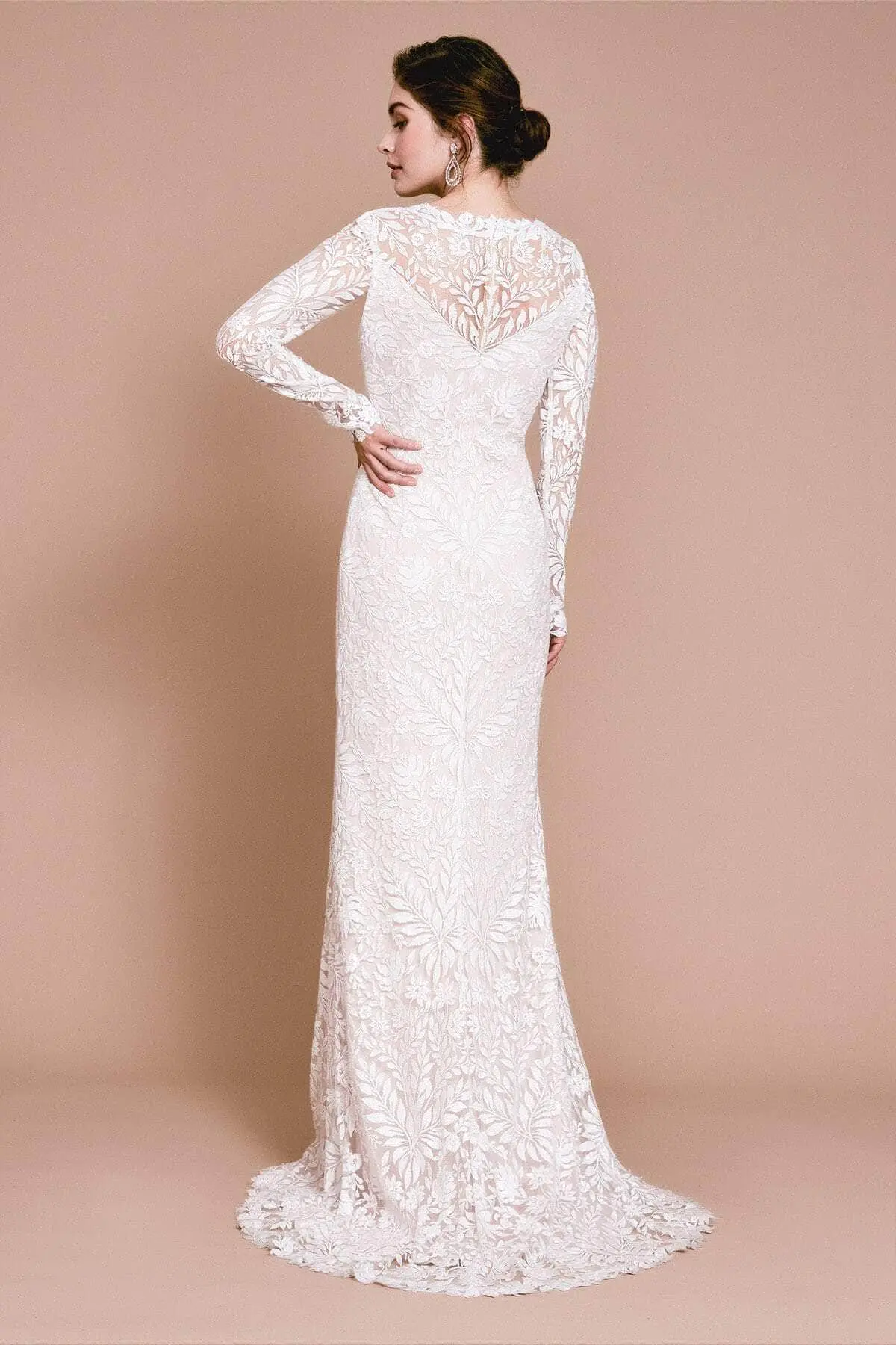 Tadashi Shoji - Long Sleeve Embroidered Bateau Wedding Dress 2 Tadashi Shoji - Long Sleeve Embroidered Bateau Wedding Dress - Image 2