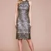 Tadashi Shoji - Sequin Embroidered Column Cocktail Dress - 1 Pc Dark Pearl In Size 4 Available
