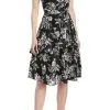 Tahari Asl TLMU9KD502 - Floral Printed Chiffon Knee-Length Dress