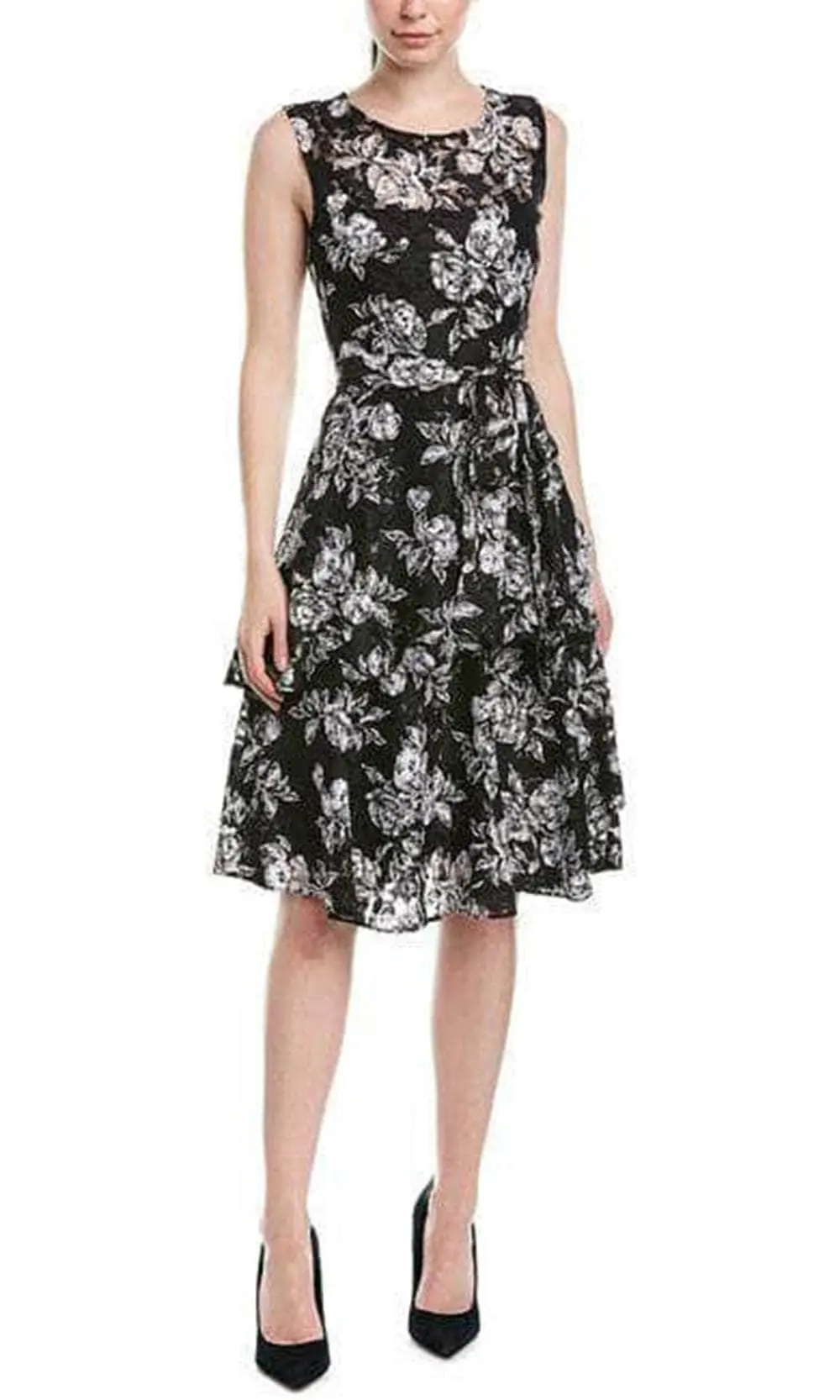 Tahari Asl TLMU9KD502 - Floral Printed Chiffon Knee-Length Dress 1 Tahari Asl TLMU9KD502 - Floral Printed Chiffon Knee-Length Dress
