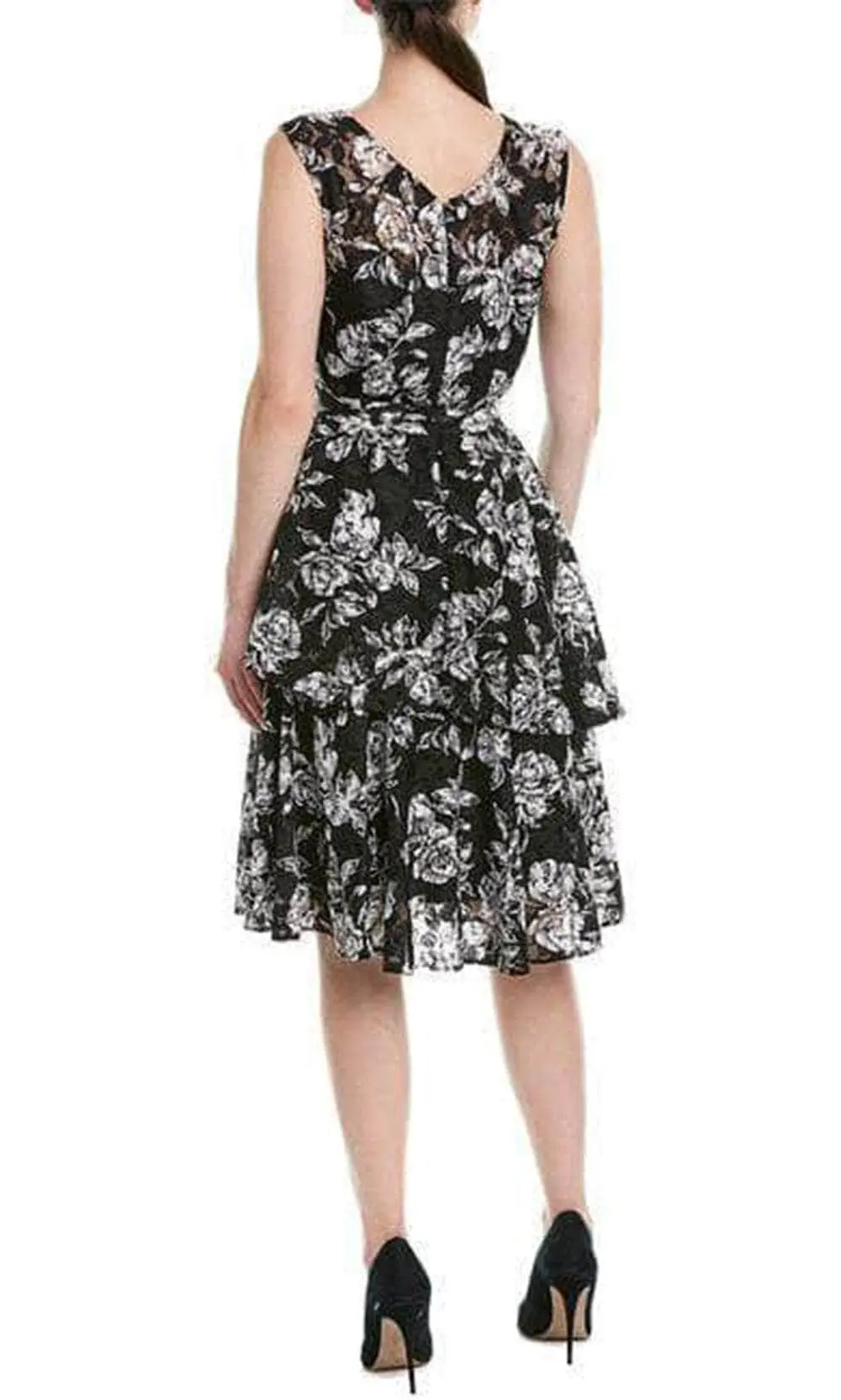 Tahari Asl TLMU9KD502 - Floral Printed Chiffon Knee-Length Dress 2 Tahari Asl TLMU9KD502 - Floral Printed Chiffon Knee-Length Dress - Image 2