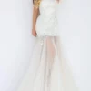 Tarik Ediz - 50896 Straight-Across Bejeweled Illusion Bridal Gown