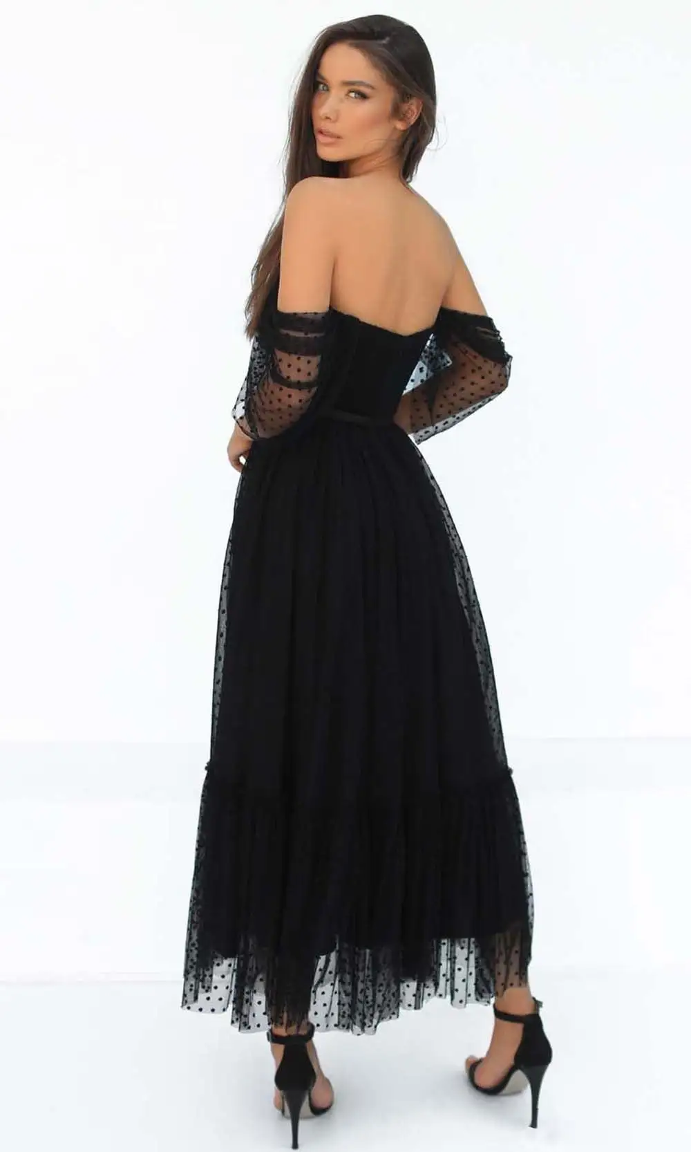 Tarik Ediz - 51140 Off Shoulder Polka Dots Evening Dress 2 Tarik Ediz - 51140 Off Shoulder Polka Dots Evening Dress - Image 2