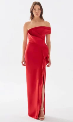Tarik Ediz 52029 - Asymmetrical Ruffled Prom Dress 12 Tarik Ediz 52029 - Asymmetrical Ruffled Prom Dress -Hot Sale WEDDING Store tarik ediz 52029 asymmetrical ruffled prom dress prom dresses 00 red 31445629796435