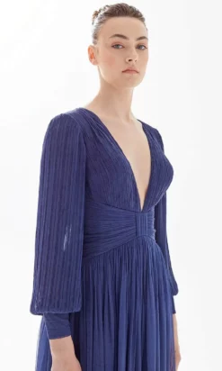 Tarik Ediz 98229 - Bishop Sleeve Pleated Evening Gown -Hot Sale WEDDING Store tarik ediz 98229 bishop sleeve pleated evening gown evening dresses 31448231870547