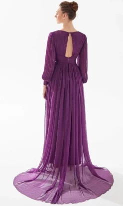 Tarik Ediz 98229 - Bishop Sleeve Pleated Evening Gown -Hot Sale WEDDING Store tarik ediz 98229 bishop sleeve pleated evening gown evening dresses 31448232034387
