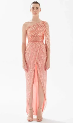 Tarik Ediz 98301 - Fully Beaded Front Slit Evening Dress
