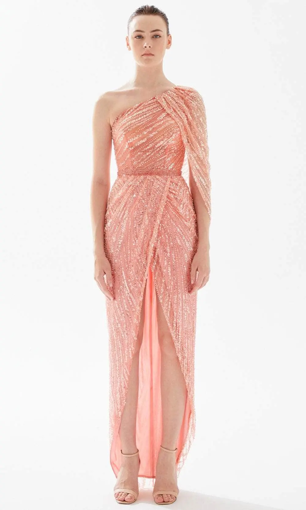 Tarik Ediz 98301 - Fully Beaded Front Slit Evening Dress 1 Tarik Ediz 98301 - Fully Beaded Front Slit Evening Dress