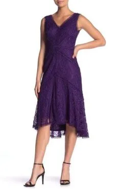 Taylor - 1144M Sleeveless Loops Trimmed V Neck Hi-Lo Hem Lace Dress -Hot Sale WEDDING Store taylor 1144m sleeveless loops trimmed v neck hi lo hem lace dress special occasion dress 7739162329171