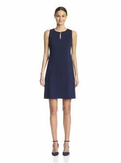Taylor 5489M Sleeveless Keyhole Neckline Ponte Dress - 1 Pc Navy In Size 14 Available