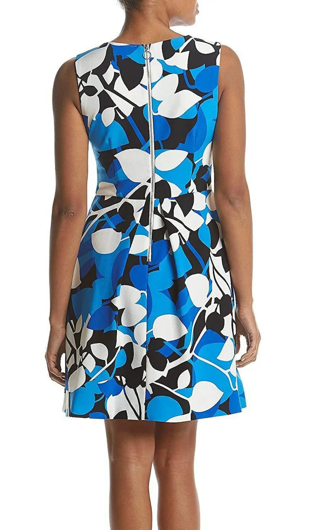 Taylor - 9612MJ Printed Jewel Neck Pleated A-line Dress 2 Taylor - 9612MJ Printed Jewel Neck Pleated A-line Dress - Image 2