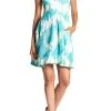 Taylor - 9766MJ Sleeveless Palm Print Pleated Dress