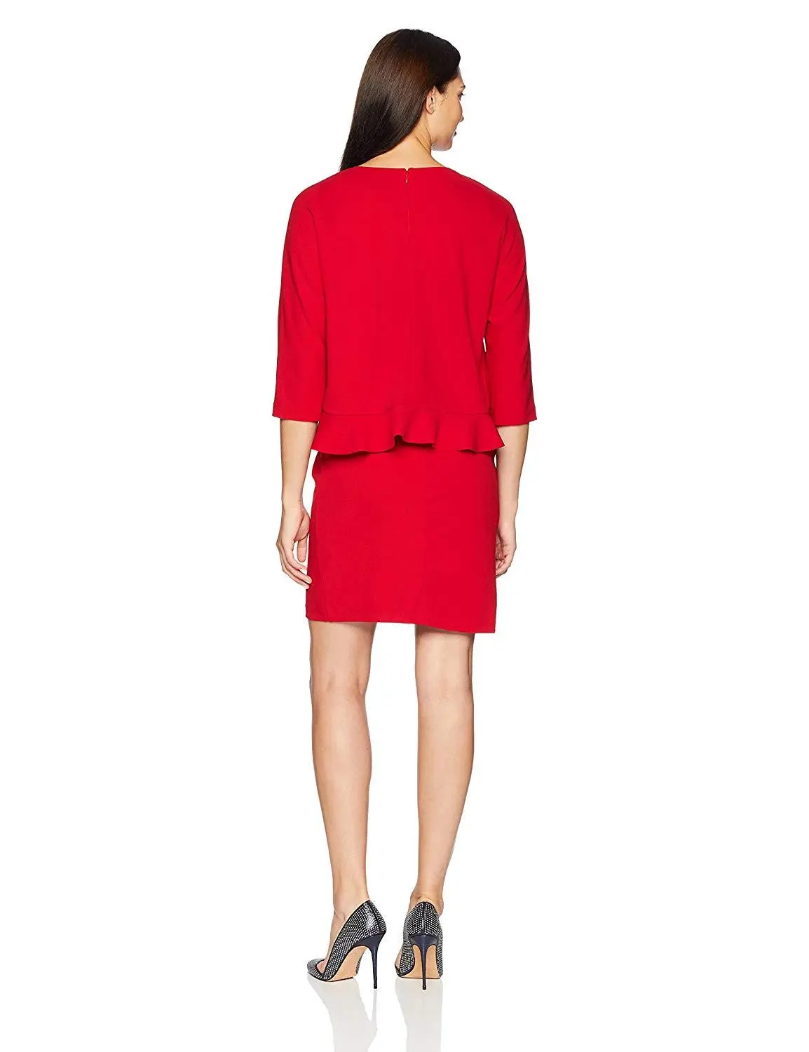 Taylor - 9859M Quarter Sleeve Ruffle-Trimmed Popover Dress 4 Taylor - 9859M Quarter Sleeve Ruffle-Trimmed Popover Dress - Image 4