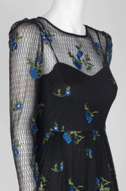 Taylor - 9862M Knee Length Puff Sleeve Illusion Embroidered Dress -Hot Sale WEDDING Store taylor 9862m knee length puff sleeve illusion embroidered dress special occasion dress 6918634504275