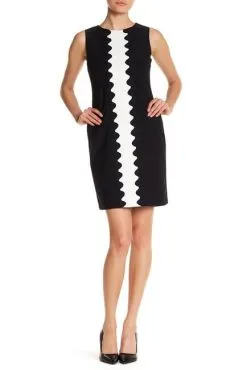 Taylor - Two Tone Jewel Neck Sheath Dress 8682M