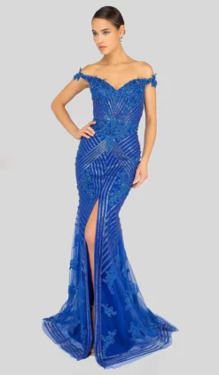 Terani Couture - 1912GL9572 Sparkling Off Shoulder Slit Evening Gown -Hot Sale WEDDING Store terani couture 1912gl9572 sparkling off shoulder slit evening gown evening dresses 0 royal 6932154875987