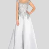Terani Couture - 1913E9285 Embroidered Illusion Neck A-line Gown