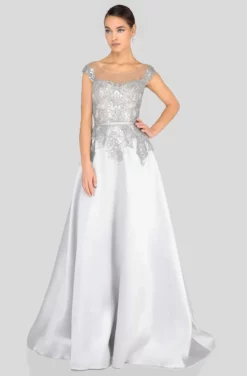 Terani Couture - 1913E9285 Embroidered Illusion Neck A-line Gown