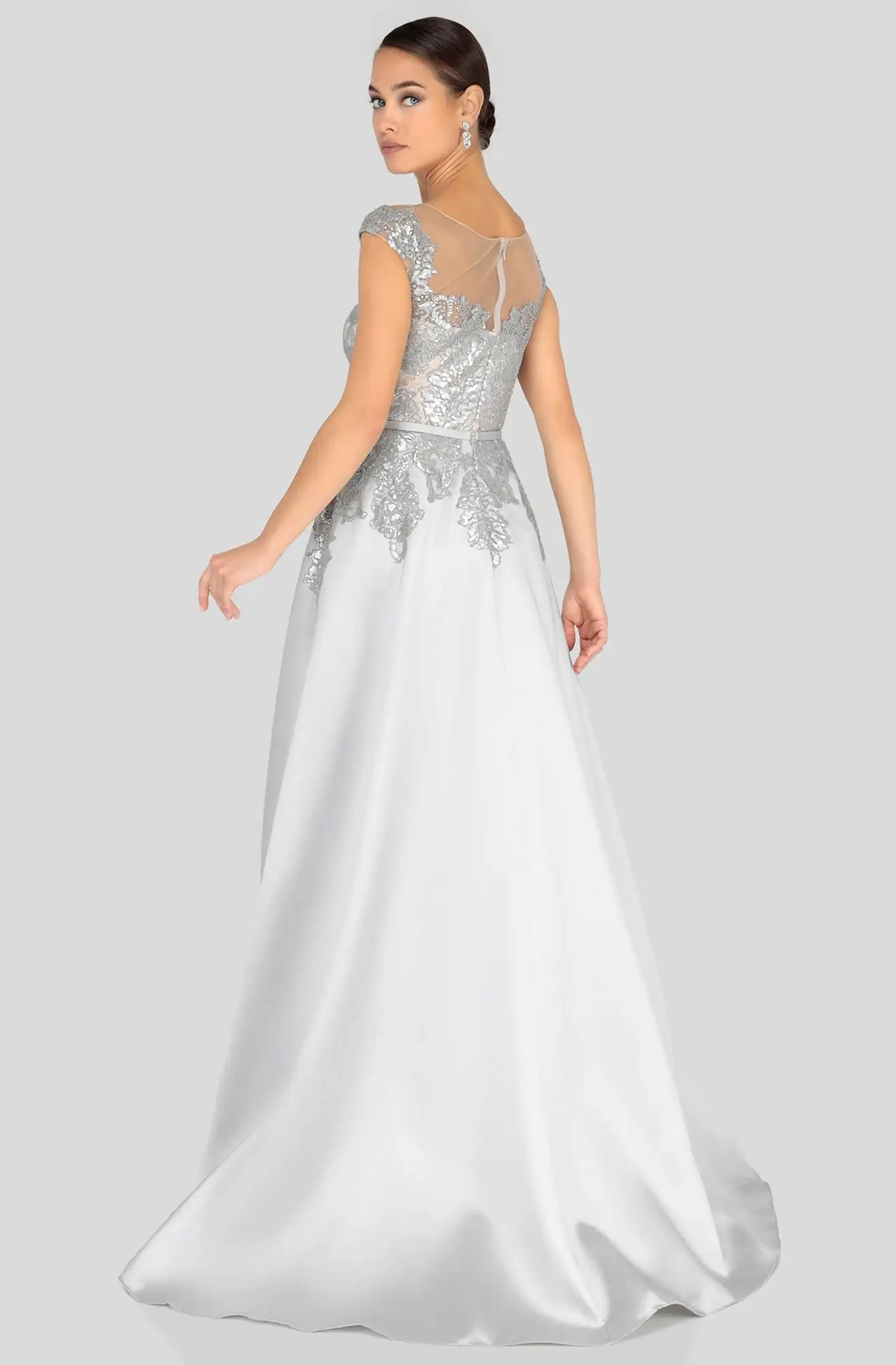 Terani Couture - 1913E9285 Embroidered Illusion Neck A-line Gown 2 Terani Couture - 1913E9285 Embroidered Illusion Neck A-line Gown - Image 2